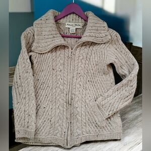 Aran Mor Women's Beige Cable Knit Cardigan